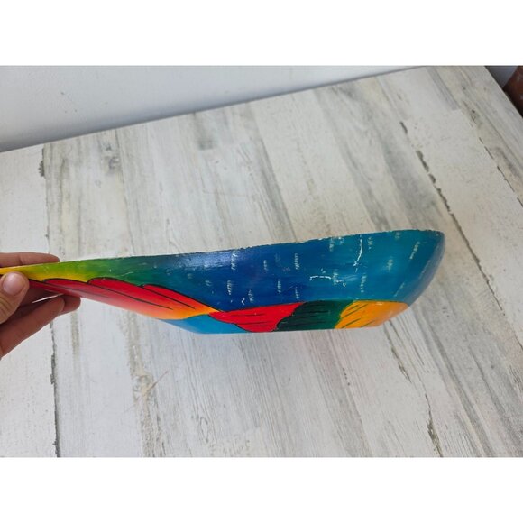 Wooden macaw parrot bowl serving decor tropical bird unique colorful rainbow - Picture 5 of 7